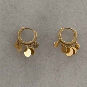 COPY - Gold Huggie Hoop Fringe Coin Dangle Earrings